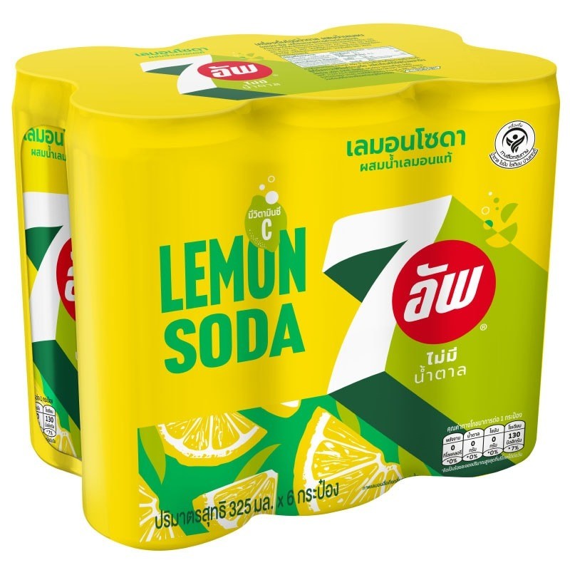 เซเว่นอัพผสมเลมอนโซดาไม่มีน้ำตาล 325มล. แพค 6 7Up Lemon Soda No Sugar 325ml. Pack 6 [หมายเลขบาร์โค้ด