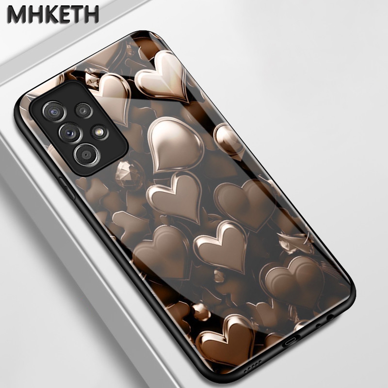 เคสสำหรับ Samsung A52 5G A52s 5G A53 5G A23 A32 M32 A33 A73 A72 5G เคสโทรศัพท์แก้วลายความรักส่วนตัว