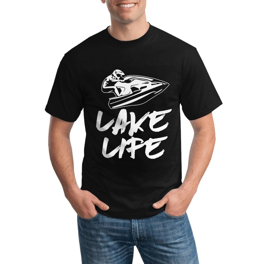 Jet Ski Lake Life สําหรับเล่นกีฬาเสื้อยืดผ้าฝ้ายขนาดบวกน้ําหนักเบาสําหรับสภาพอากาศอบอุ่น