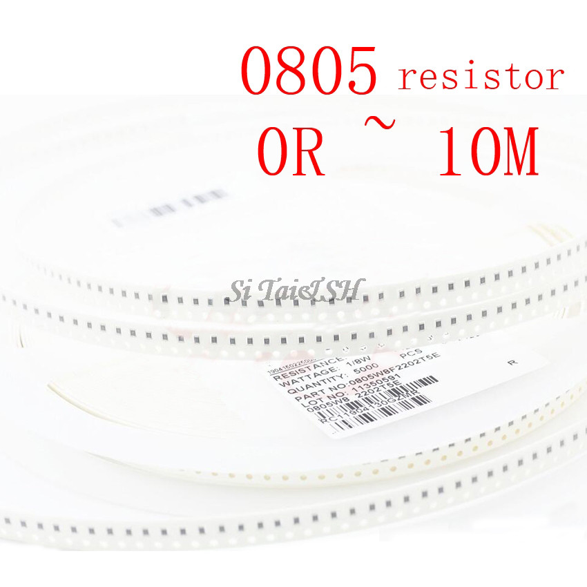 100 ชิ้น 0805 SMD 1/8 วัตต์ตัวต้านทานชิป 0R ~ 10M 0 10R 100R 220R 330R 470R 1K 4.7K 10K 47K 100K 0 1