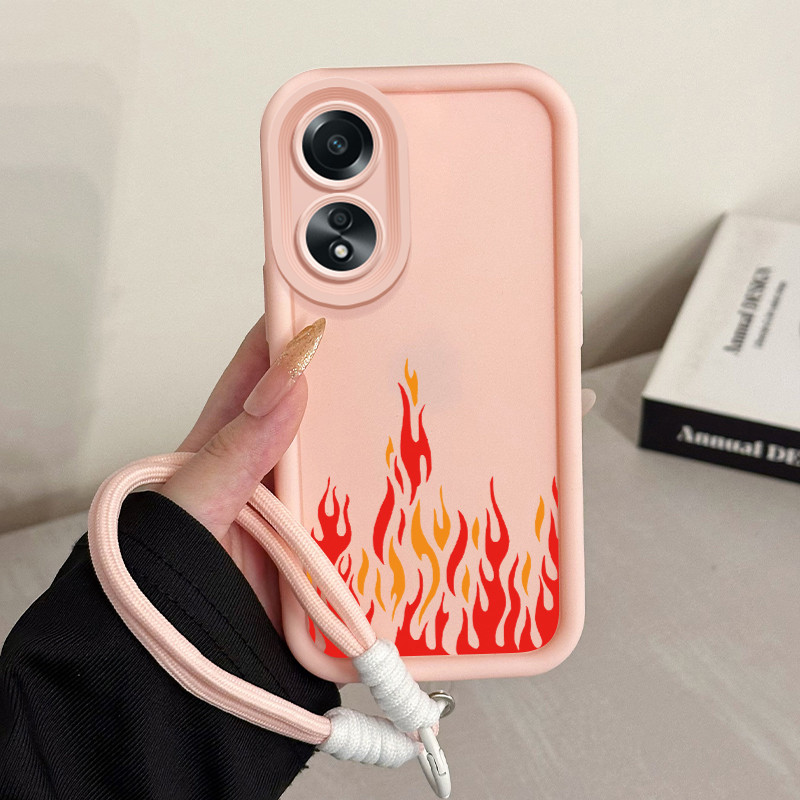 เคสสำหรับ OPPO A58 A78 A58 5G A78 5G A58x 5G A1x A2x เคสโทรศัพท์เปลวไฟสามสีซิลิโคนสายคล้องกันกระแทก