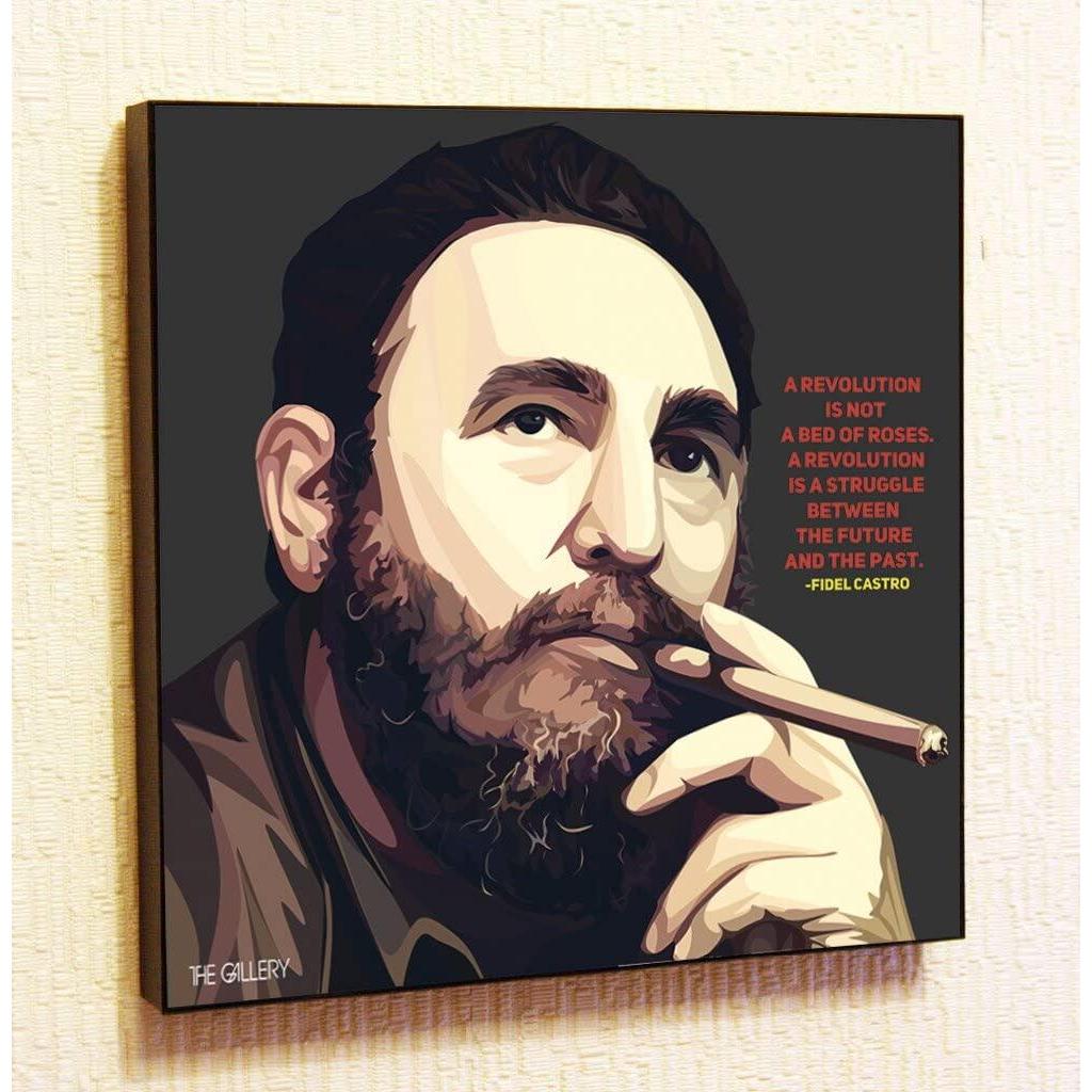 ยอดนิยม Fidel Castro # ตกแต่งคําคมสร้างแรงบันดาลใจสติ๊กเกอร์ติดผนัง Pop Art ของขวัญ Portrait กรอบภาพ