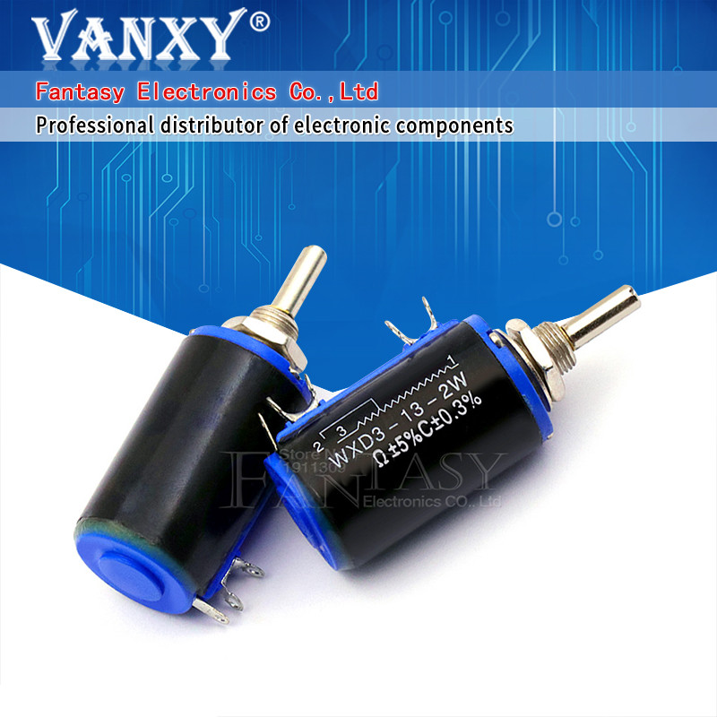 2PCS WXD3 13 2W 220 โอห์ม WXD3 13 2W Rotary side Rotary Multiturn Wirewound Potentiometer