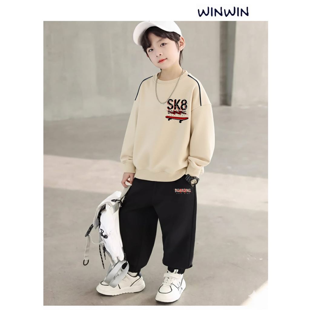 WIN10.12 - Win Win SK8 ชุดผ้าสักหลาดหนังปลาหลากสีสําหรับเด็กผู้ชาย ไซส์ 9-14y