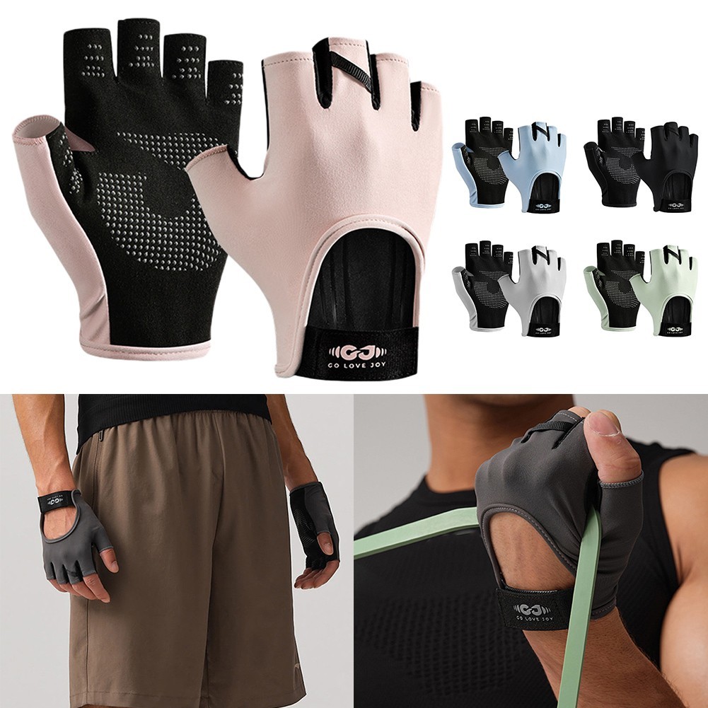 พร้อมสต็อกWorkout Gloves Half Finger Gloves Gym Weight Lifting Shorty Fingerless Gloves