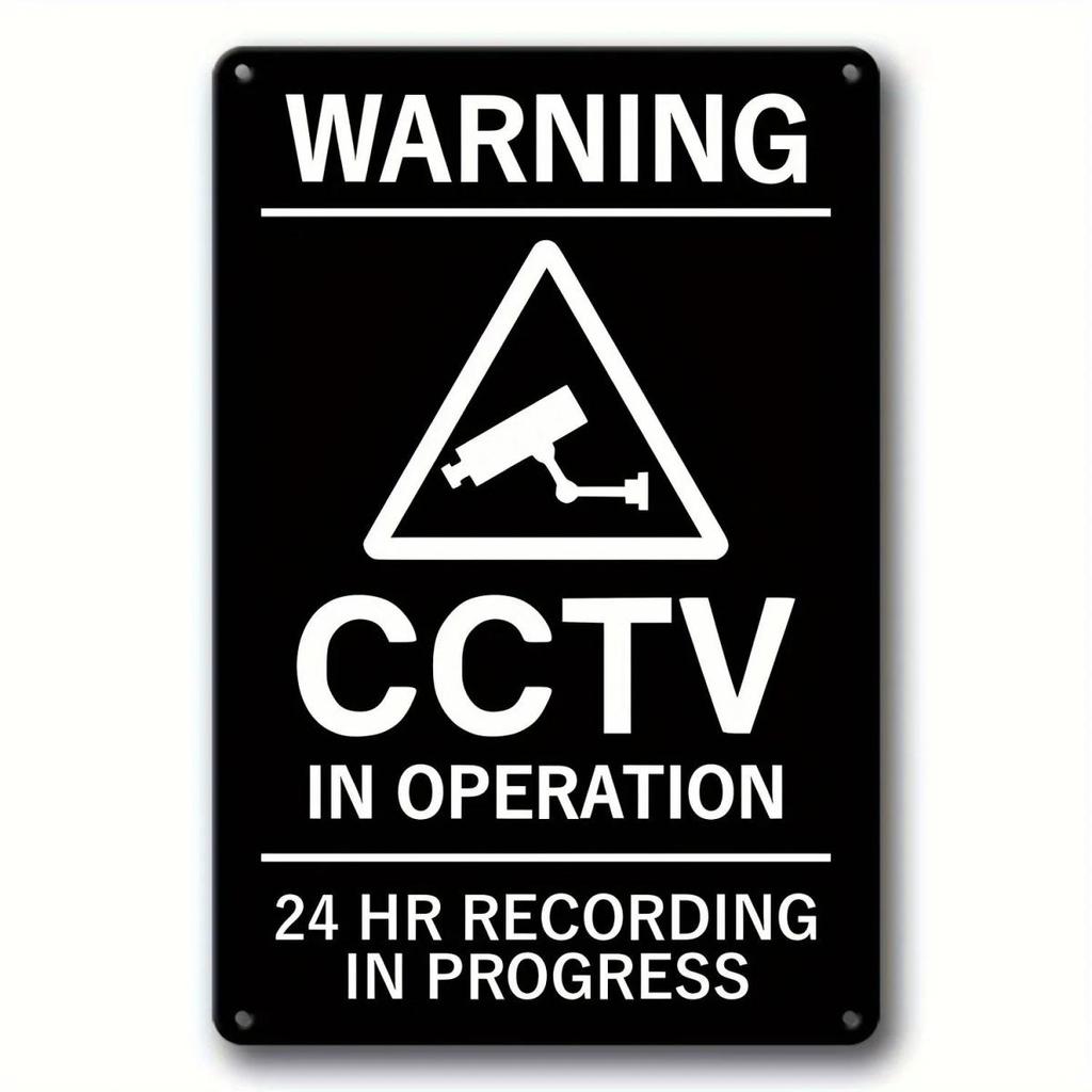 Wall Art CCTV in Operation ป้ายอลูมิเนียมโลหะ - ป้ายเตือนสําหรับบ้าน บ้านไร่ ระเบียง กลางแจ้ง และสาธารณะ Place Decor Invincible Art
