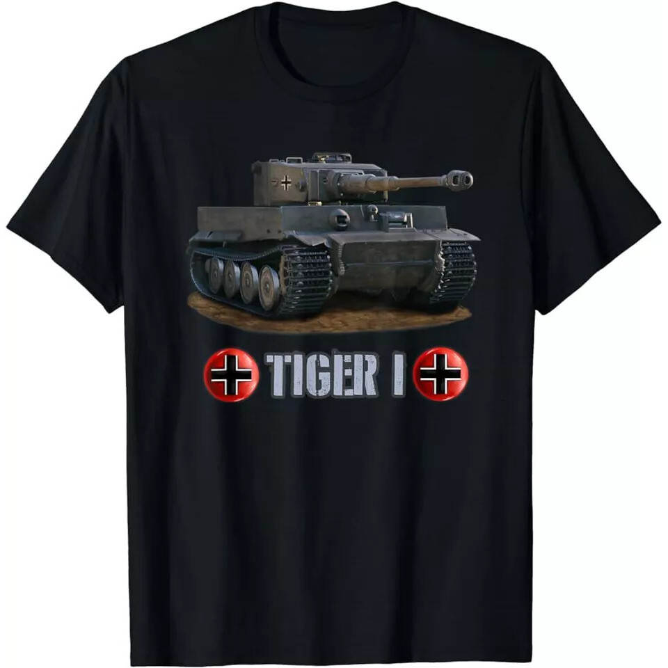 เสื้อยืด New World War 2 German Tank Tiger Fu สีดํา
