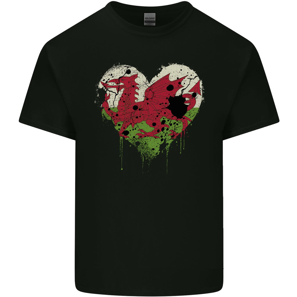 Love Flag Wales Welsh Football Rugby Mens Cotton T-Shirt Tee Top