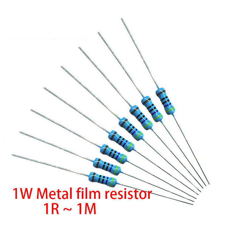 20pcs 1W ตัวต้านทานฟิล์มโลหะ 1% 1R ~ 1M 2R 10R 22R 47R 100R 330R 1K 4.7K 10K 22K 47K 100K 330K 470K 