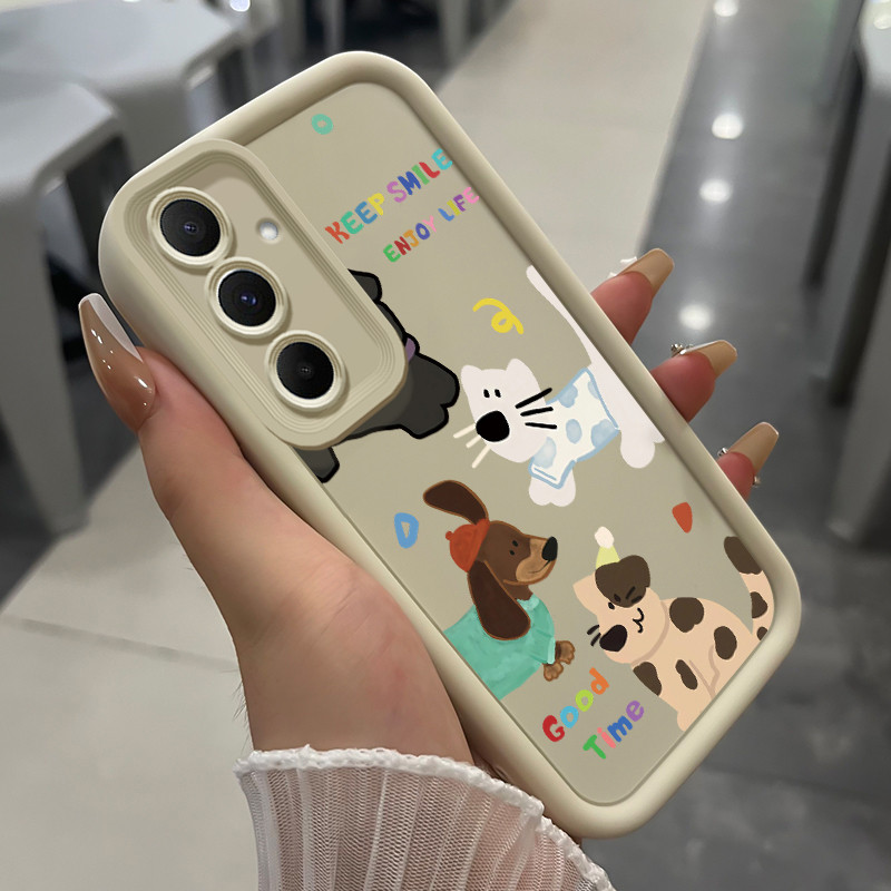 เคสสำหรับ Samsung A55 5G A35 5G เคสโทรศัพท์สัตว์น่ารักสามสีซิลิโคนกันกระแทก