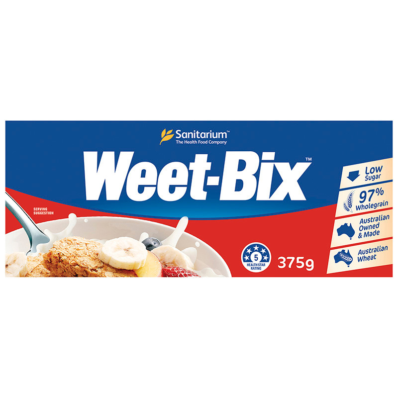 แซนนิทาเรียมวีทบิกซ์ซีเรียล 375กรัม Sanitarium Weet Bix Breakfast Cereal 375g. [หมายเลขบาร์โค้ด 9300652010374]