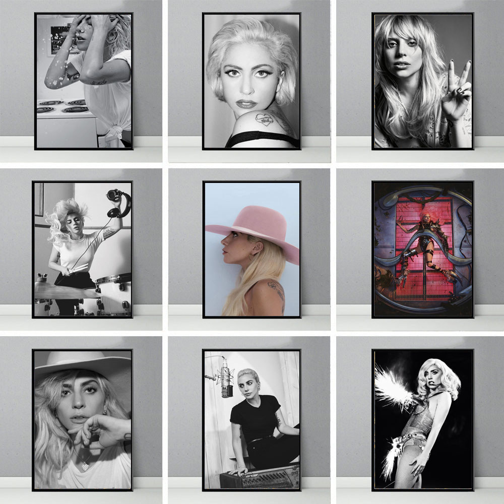 Hot Lady Gaga โปสเตอร์ Pop เซ็กซี่ร้อนเพลงสาวนักร้อง Star โปสเตอร์โปสเตอร์พิมพ์ Wall Art ภาพวาดผ้าใบ