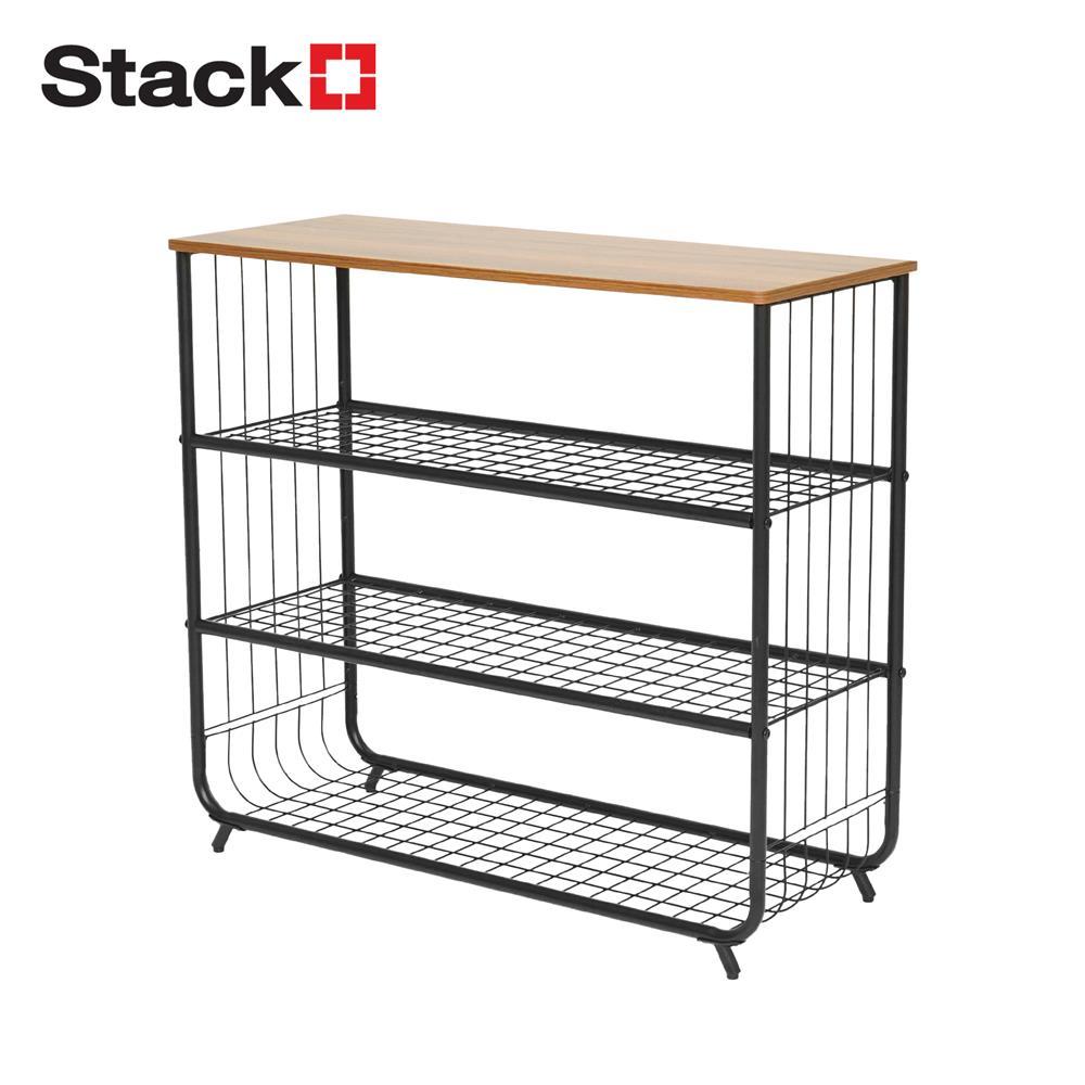 STACKO ชั้นรองเท้า 3 ชั้น พร้อม TOP ไม้ URBAN 75X30X68 ซม. สีดำ จัดส่งโดย HomePro