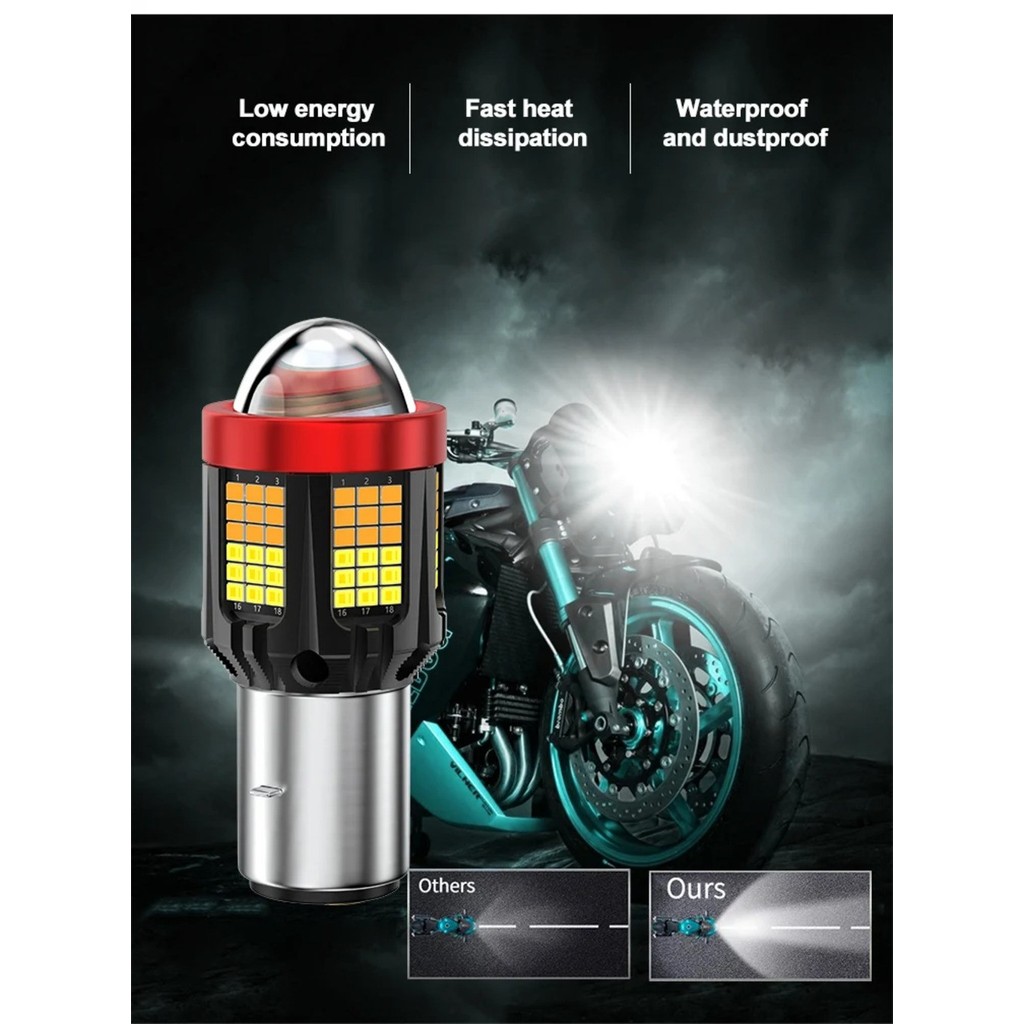 [C1O] H6 BA20D H4 P15D LED หลอดไฟหน้ารถจักรยานยนต์ Super Bright 3575 3000LM 12V-80V