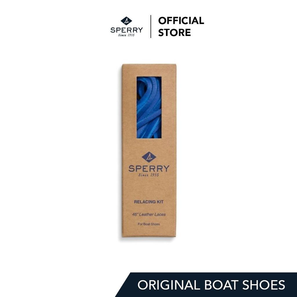 SPERRY NAVY BLUE LEATHER LACE & NEEDLE KIT เชือกผูกรองเท้า สีน้ำเงิน ( SP0053 )
