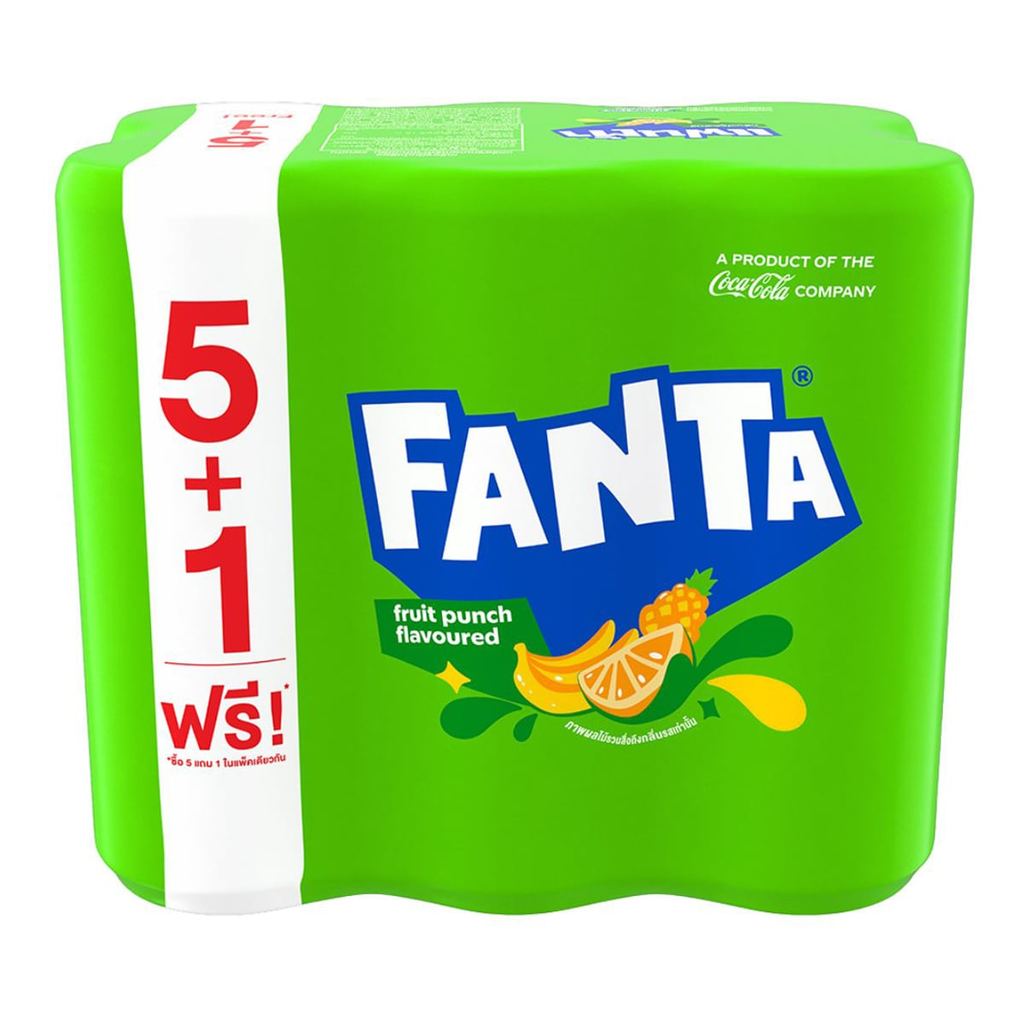 [สินค้าส่งด่วน] แฟนต้า น้ำอัดลม น้ำเขียว 325 มล. x 5+1 ชิ้น
