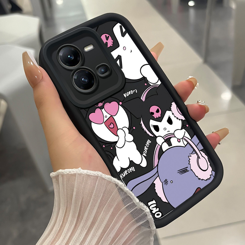 เคสสำหรับ VIVO V25 5G V25e X80 Lite 5G เคสโทรศัพท์กระต่ายสามสีซิลิโคนกันกระแทก