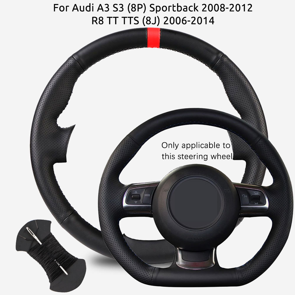 Custom Fit หนังไมโครไฟเบอร์พวงมาลัยรถสําหรับ Audi A3 S3 (8P) Sportback 2008-2012 R8 TT TT TT TTS (8J