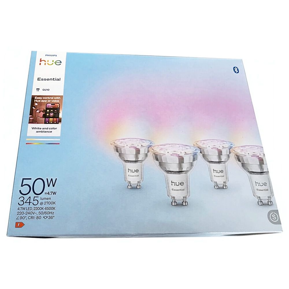 Philips Hue White & Color 345lm Essential GU10 LED Smart Spotlight (4 Pack), 929004235703