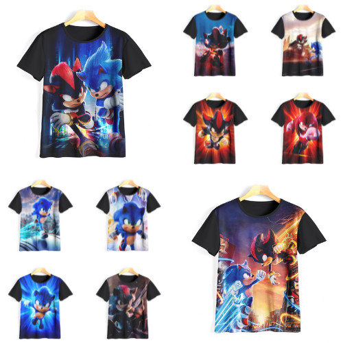 Sonic the Hedgehog And Friends Knuckles Shadow 3D อะนิเมะเสื้อยืดสําหรับเด็กและผู้ใหญ่ Unisex - Sara