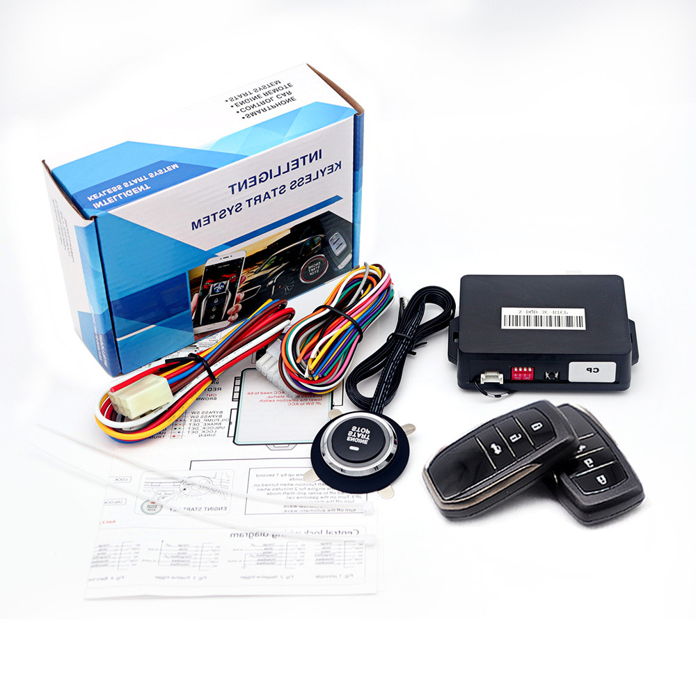 สัญญาณเตือนรถยนต์พร้อม autostart รถเซ็นทรัลล็อคสากล ชุดสตาร์ทระยะไกล หยุดสตาร์ทรถยนต์ ระบบปุ่ม PKE Keyless Start