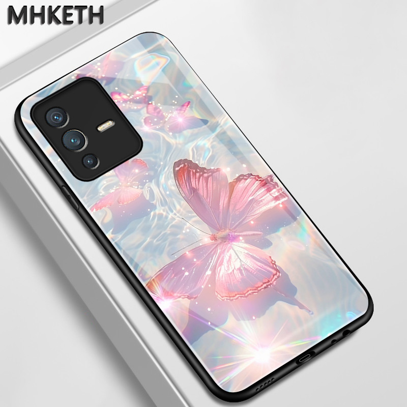 เคสสำหรับ VIVO V23 5G V23i 5G V23E 4G V23E 5G Y75 เคสกระจกลายผีเสื้อ