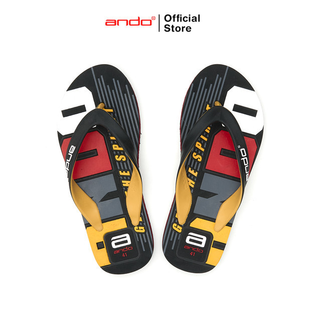 Ando รองเท้าแตะ Obanai อย่างเป็นทางการสําหรับผู้ชาย - สีดํา/เหลือง