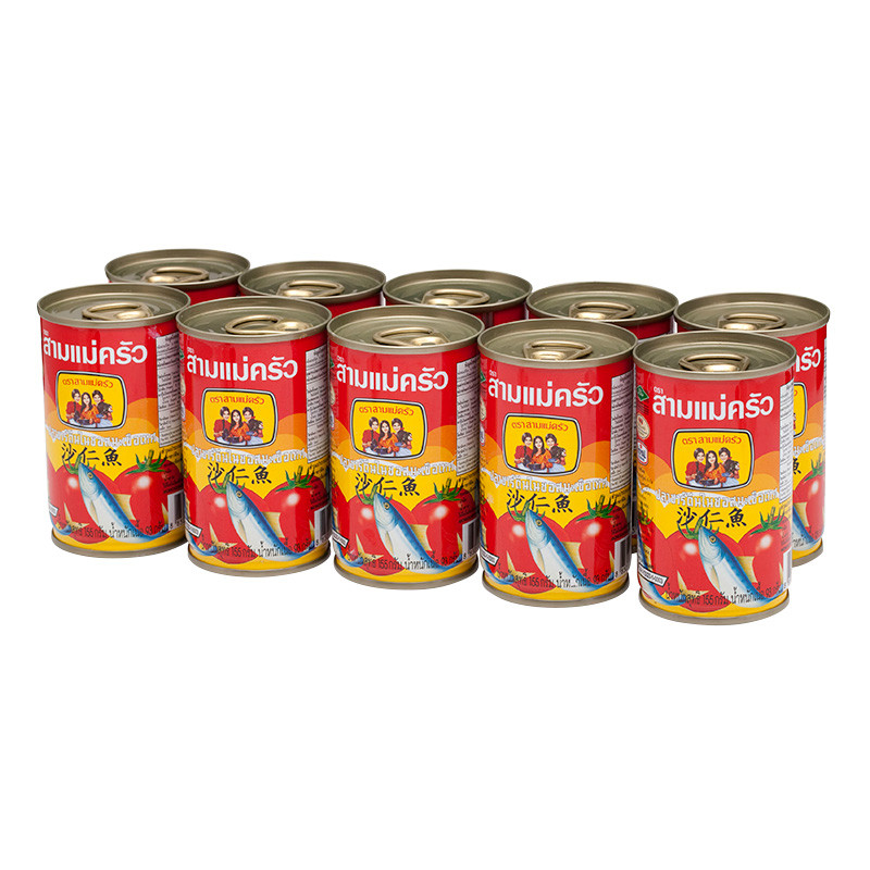 สามแม่ครัวปลาซาร์ดีนในซอสมะเขือเทศ 155กรัม แพค 10 3 Lady Cooks Sardine in Tomato Sauce 155g. Pack 10 [8850153343057]