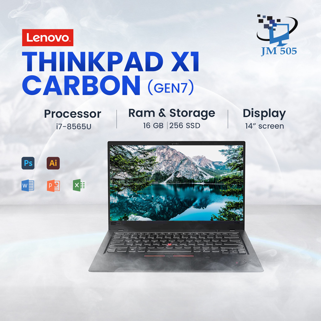 Lenovo X1 Carbon Gen 7 — 8th Gen i7 (Intel Core i7-8665U) / 16GB / 256GB / 14” FHD