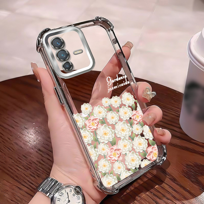 เคสสำหรับ VIVO V23 5G V23i 5G S12 5G เคสโทรศัพท์ดอกไม้โรแมนติกฝาครอบป้องกันซิลิโคนโปร่งใสกันกระแทก