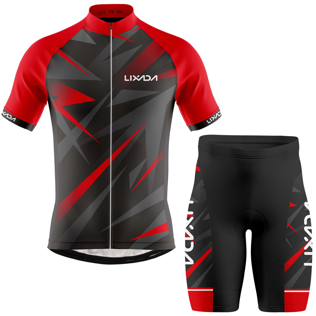 [joyfeel-Fast Ship] Lixada Men Cycle Jersey Breathable Short Sleeve Bike Shirt and Cushion Shorts MT