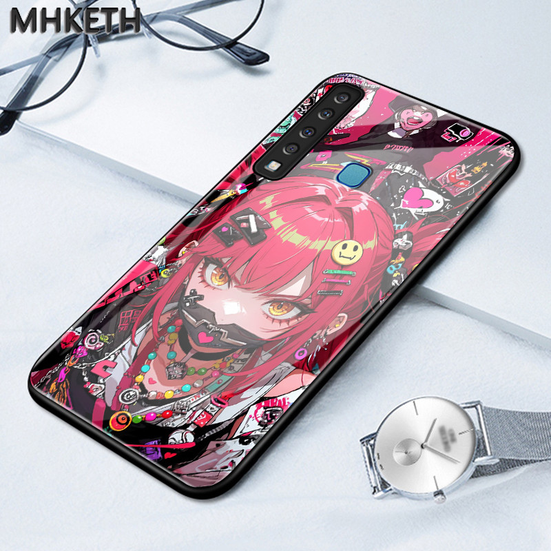 เคสสำหรับ Samsung A9 2018 A8+ 2018 เคสโทรศัพท์กระจกลายอนิเมะพัดลมทันสมัย