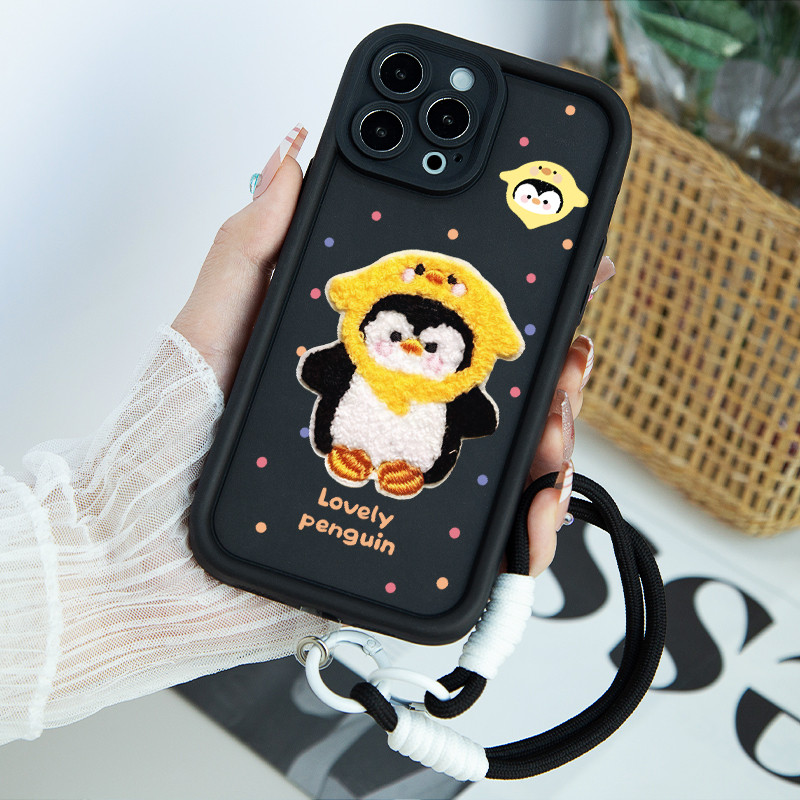 HP ใหม่เย็บปักถักร้อยเนื้อ Penguin กรณี Vivo V40 Lite 5G 4G Y04 4G Y29 5G V50 Y29S Y100 4G 5G V27E V