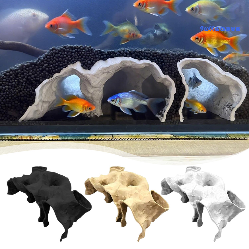 Fullemove 3D พิมพ์ปลา Hideout ธรรมชาติอุโมงค์ Pleco Cave Aquarium Decor ภายใต้กรวดอุโมงค์ถ้ําสําหรับ