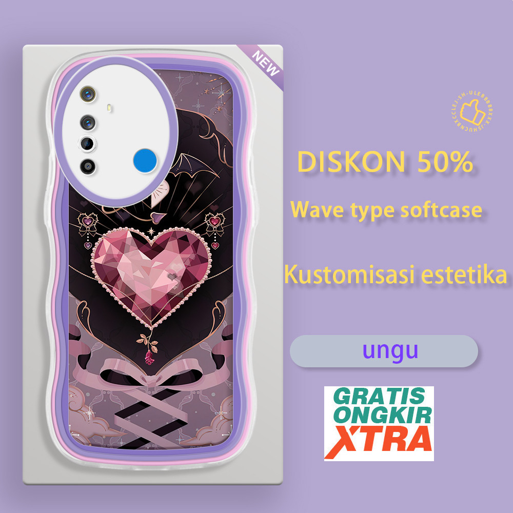 HP Realme 5 5i 5s 6 6i 6S 7i C17 8 8i 9 11 pro plus 9i Love Gem Pattern Soft Case สบายอินเทรนด์Wave 