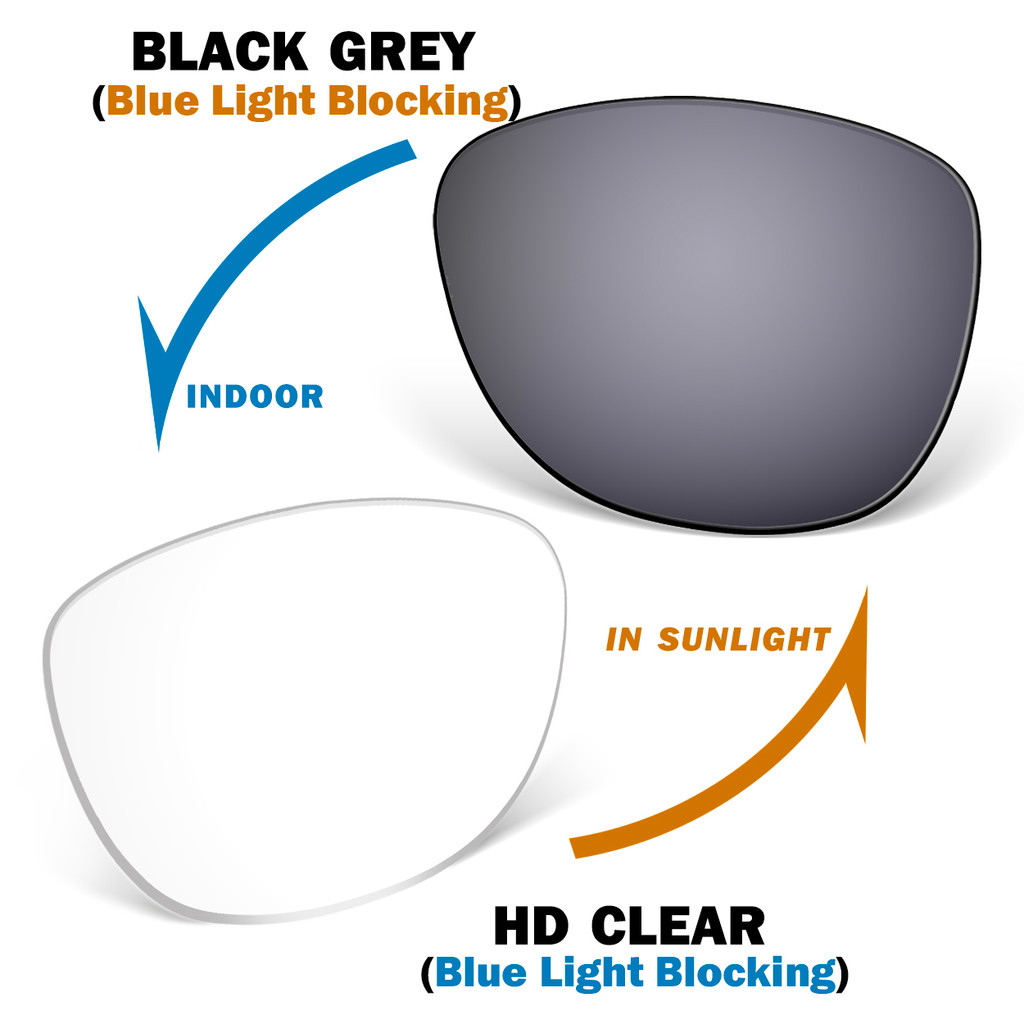 Anti Blue Light พร้อม Eclipse สีเทาเลนส์เปลี่ยน Photochromic สําหรับ Meta Gen1 RW4006 RW4008 RW4009 