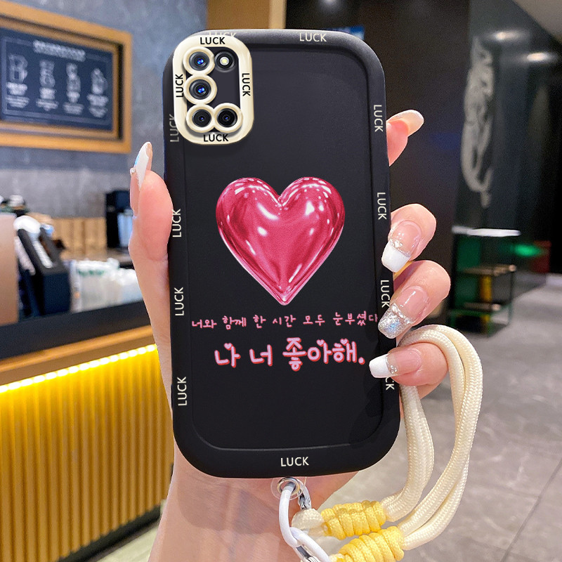 เคส OPPO A52 A72 A92 เคส Red Love พร้อมเชือกเส้นเล็ก