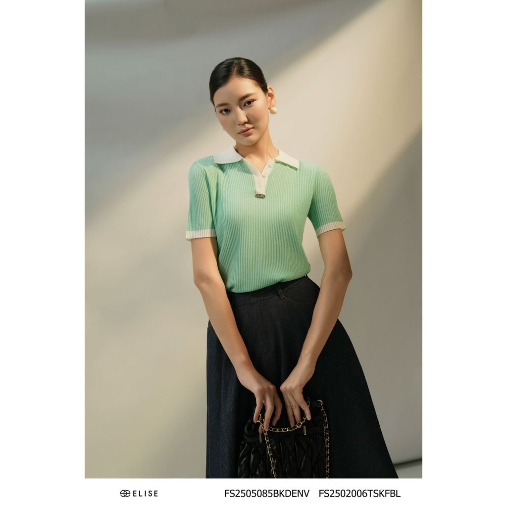 เสื้อ Turquoise mongtoghi พร้อมคอปกดีไซน์ Elise FS2502006TSKFBL (O2O)