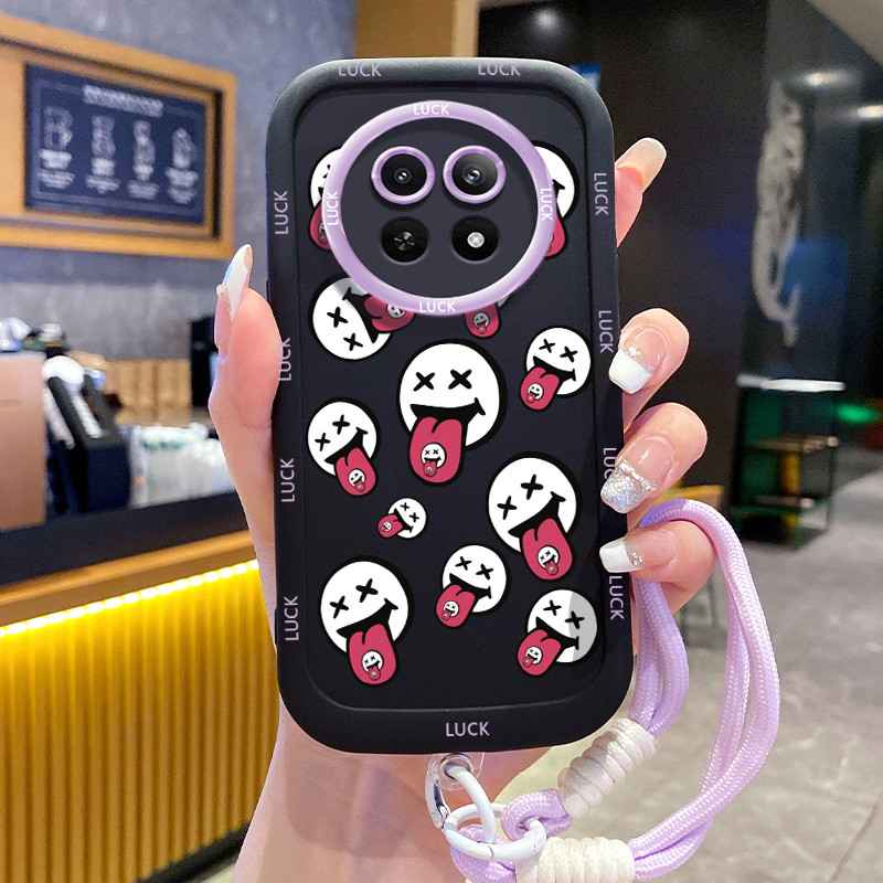 กรณีRealme 12 5G 13 5G C65 5G Narzo 70X 5G Narzo N65 5Gการ์ตูนพร้อมเชือกเส้นเล็ก