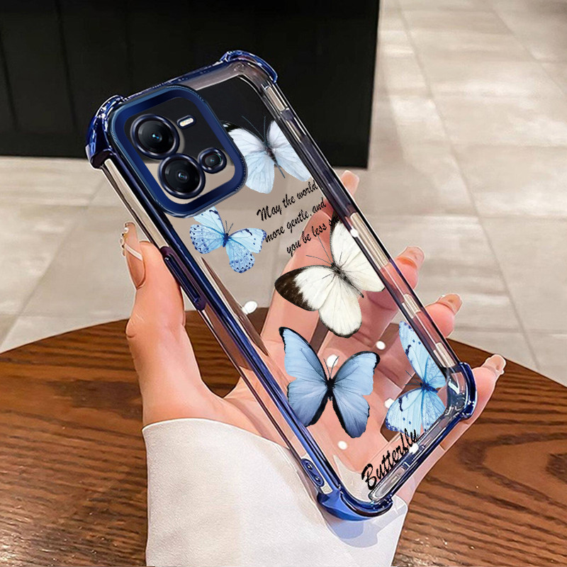 เคสสำหรับ VIVO V25 5G V25 Pro 5G V25E X80 Lite 5G เคสโทรศัพท์มีสีสันผีเสื้อฝาครอบป้องกันซิลิโคนโปร่งใสกันกระแทก