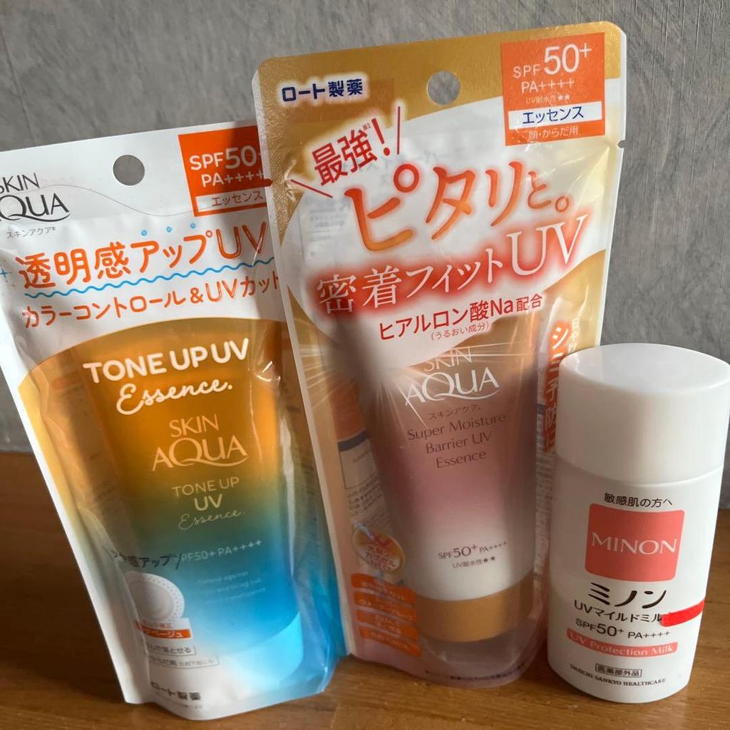 【Direct from Japan】ครีมกันแดด Rohto Pharmaceutical Skin Aqua (2 ขวด) พร้อมของแถม Minon UV【Japan Excl