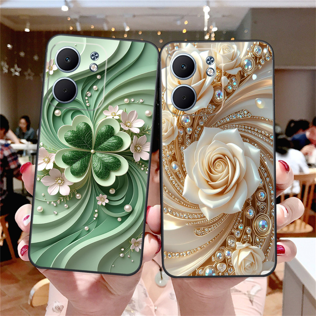 เคส OPPO A5X / OPPO A5i / OPPO A5i pro พร้อมลายหัวใจหรูหราสวยงามและผีเสื้อ