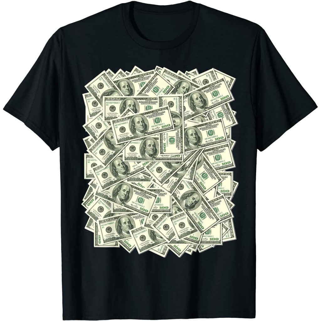 ใหม่ล่าสุด 100 Dollar Bills Funny Money Essential Gift Idea เสื้อยืด