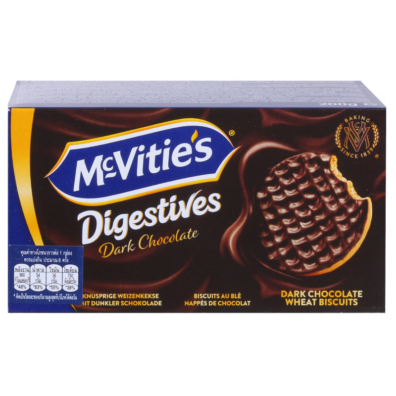 แมคไวตี้ส์บิสกิตเคลือบดาร์กช็อกโกแลต 200กรัม Mcvities Digestive Dark Chocolate Biscuit 200g. [บาร์โค