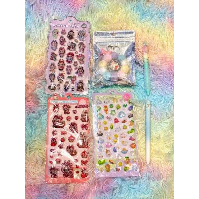 【Direct from Japan】ชุดสติ๊กเกอร์ BONBON DROP 3 แบบ + พวงกุญแจ + ปากกา【Japan Exclusive】