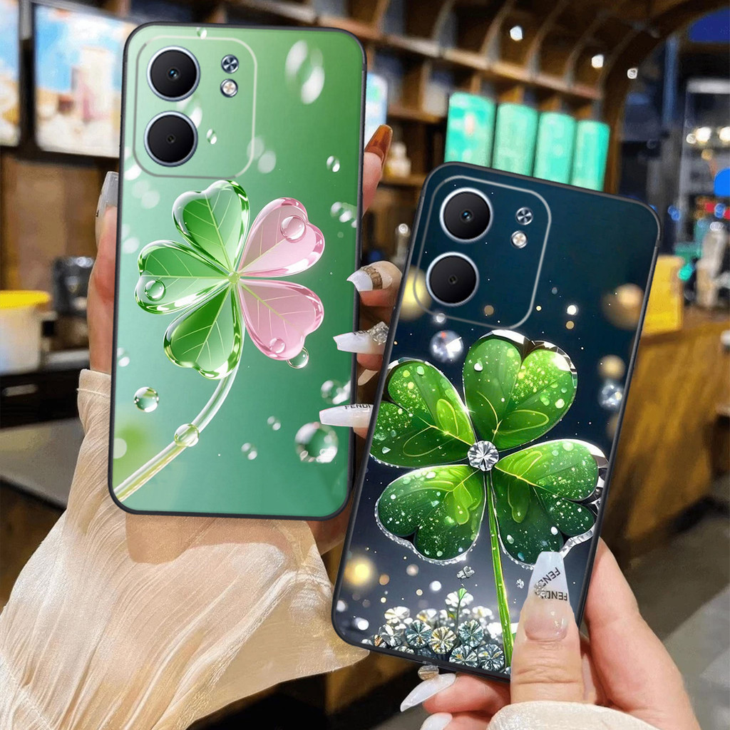 เคส OPPO A5X / OPPO A5i / OPPO A5i pro ลายโคลเวอร์สี่ใบนําโชค ทนทานและสวยงาม ราคาถูก