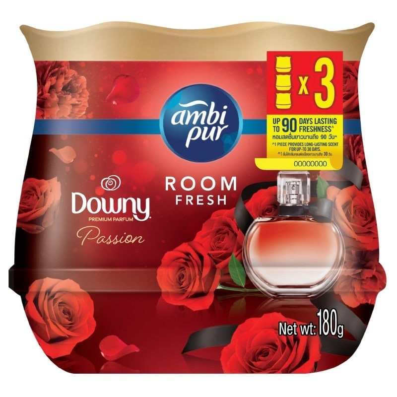 แอมบิเพอร์เจลเฟรชผลิตภัณฑ์ปรับอากาศกลิ่นดาวน์นี่แพชชั่น 180กรัม แพค 3 Ambipur Downy Passion 180gX3 [