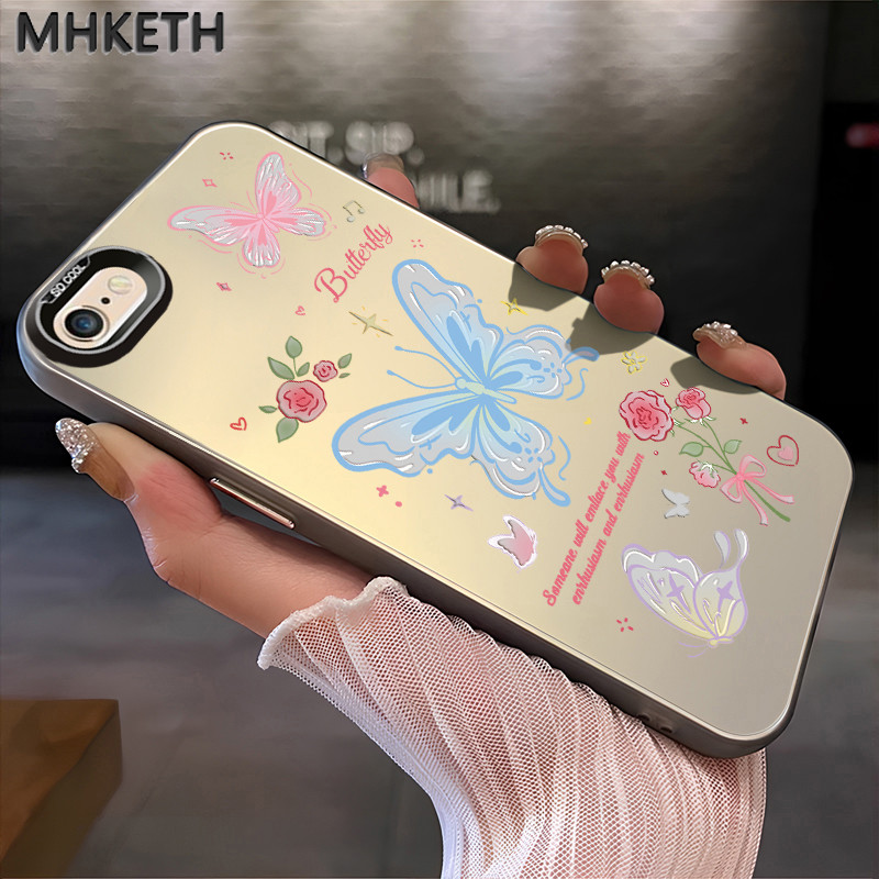 MHKETH เคสสำหรับ iPhone 6 Plus 6s Plus 7 Plus 8 Plus SE 2020 X Xr Xs Max เคสขายดีรูปผีเสื้อเคสโทรศัพท์
