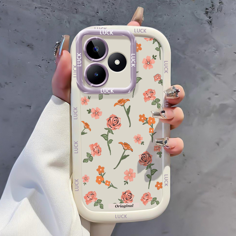 เคสสำหรับ Realme C53 C51 C51s C35 Note 50 Narzo N53 50A Prime เคสโทรศัพท์ดอกไม้ซิลิโคนกันกระแทก