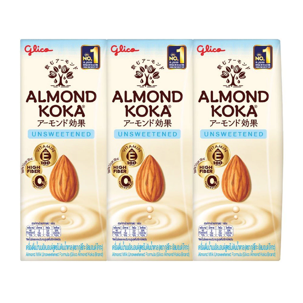 [สินค้าส่งด่วน] กูลิโกะ อัลมอนด์ โคกะ เครื่องดื่มน้ำนมอัลมอนด์ สูตรไม่มีน้ำตาล 180 มล. แพ็ค 3